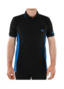 B1S1520081 Bullzye Mens Splice Short Sleeve Polo Black/Blue