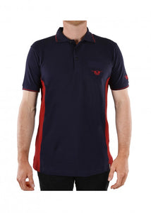 B1S1520081 Bullzye Mens Splice Short Sleeve Polo Navy/Red