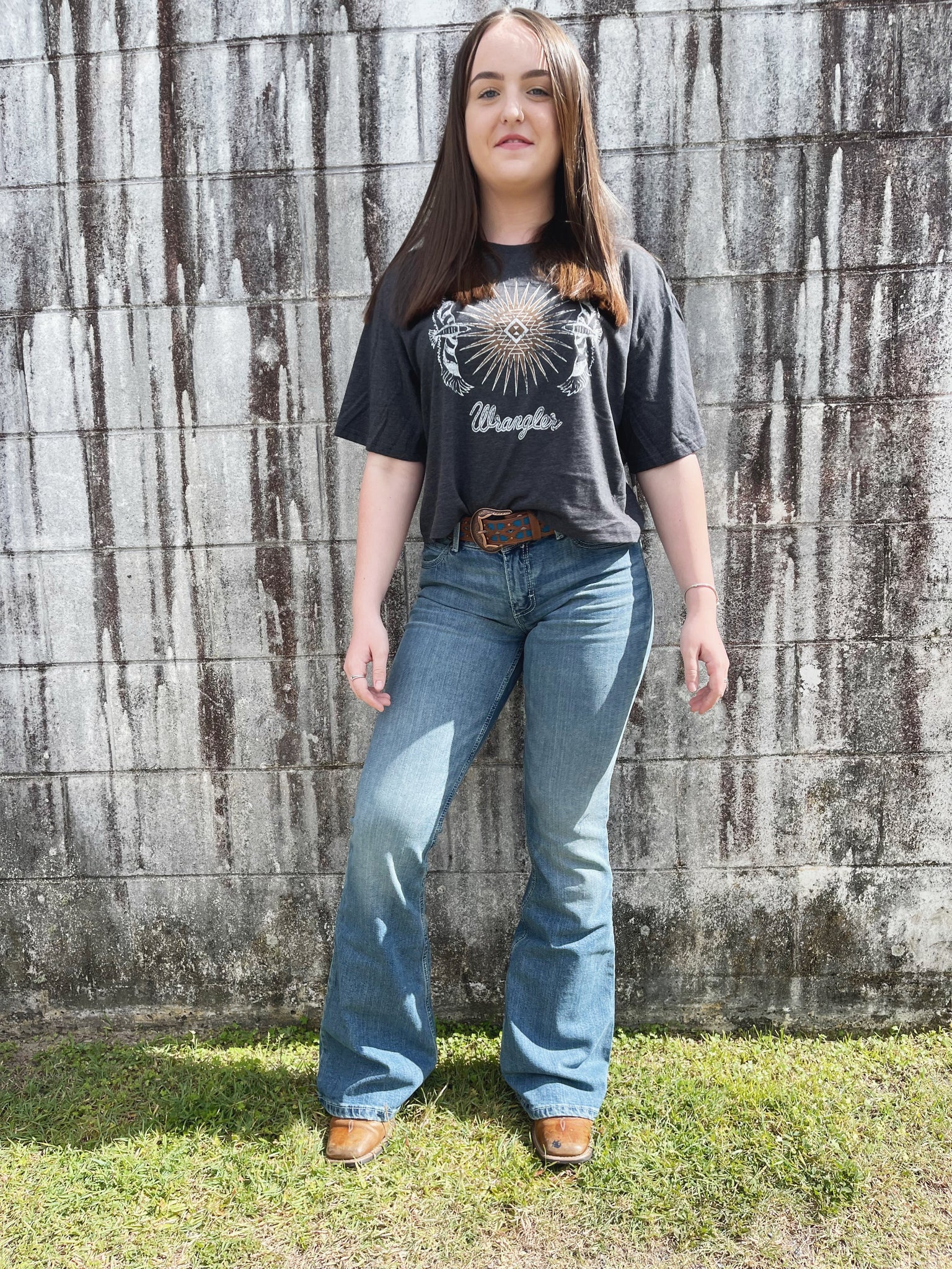1009MWFNT34 Wrangler Q Ladies Mid Rise Mae Flare Jean