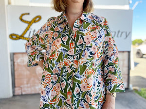 S2247096 Corfu Ladies Printed Ramie Cotton Dress Floral Impressions