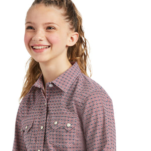 10038068 Ariat Girls Real Modern Mosiac LS Shirt