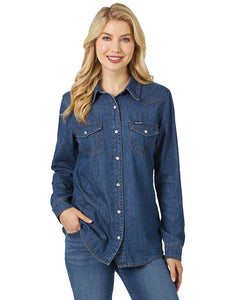 LW7007D Wrangler Q Ladies Western Snap Denim Shirt