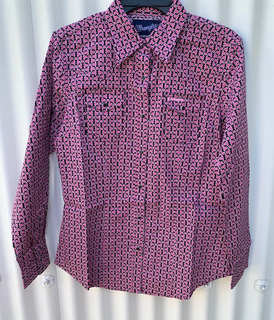 LWB265M Ladies TNWP Print Shirt Bright Pink/Black