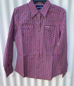LWB265M Ladies TNWP Print Shirt Bright Pink/Black