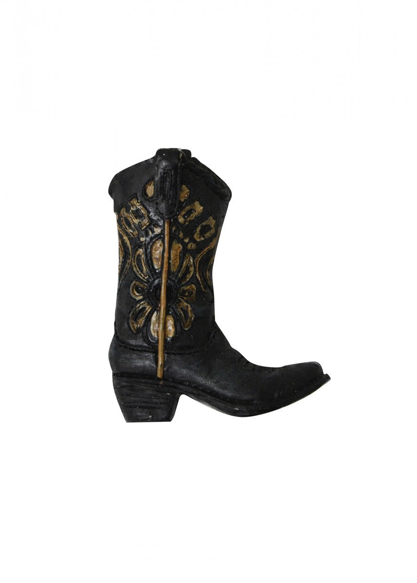 P1S1981GFT Pure Western Boot Black Flower Magnet