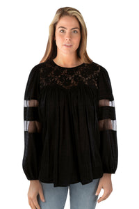 P3W2541705 Pure Western Ladies Faye Blouse Black