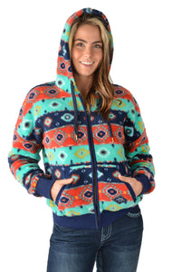 P3W2551717 Pure Western Ladies Cailan Zip Up Hoodie Navy Multi