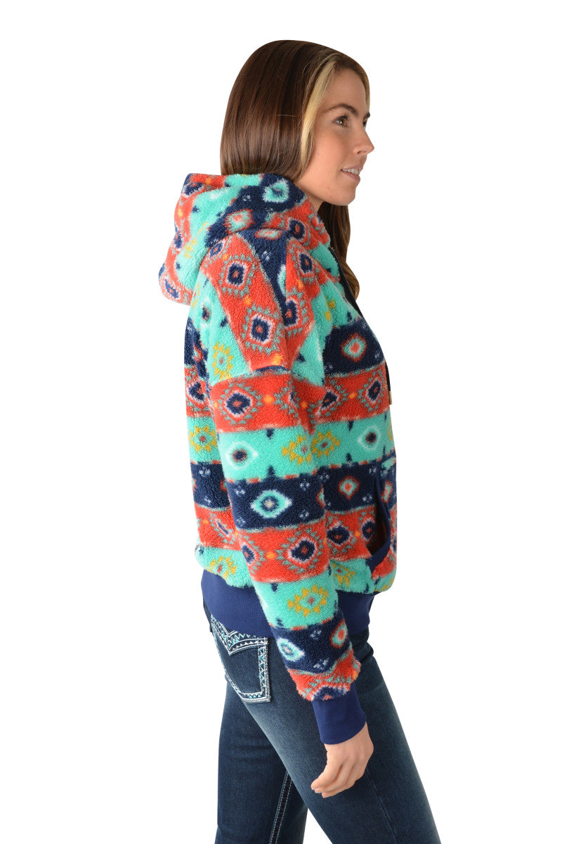 P3W2551717 Pure Western Ladies Cailan Zip Up Hoodie Navy Multi