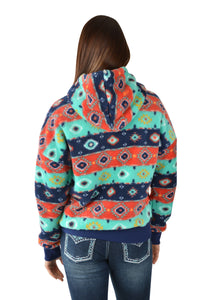 P3W2551717 Pure Western Ladies Cailan Zip Up Hoodie Navy Multi