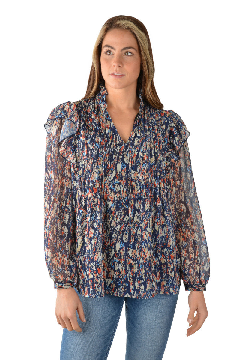 Pure Western Ladies Becca LS Top Multi