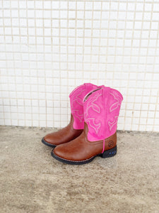 09-018-1201-1234 Roper Little Kids Boots Lightning Tan/Pink