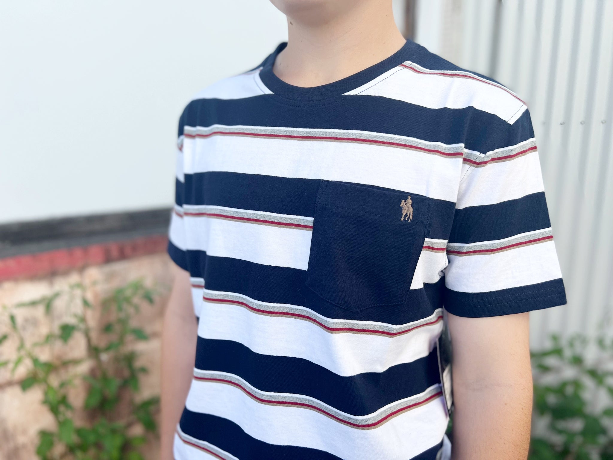 T2S1516104 Thomas Cook Mens Kennedy Stripe 1 Pkt S/S Tee White Navy