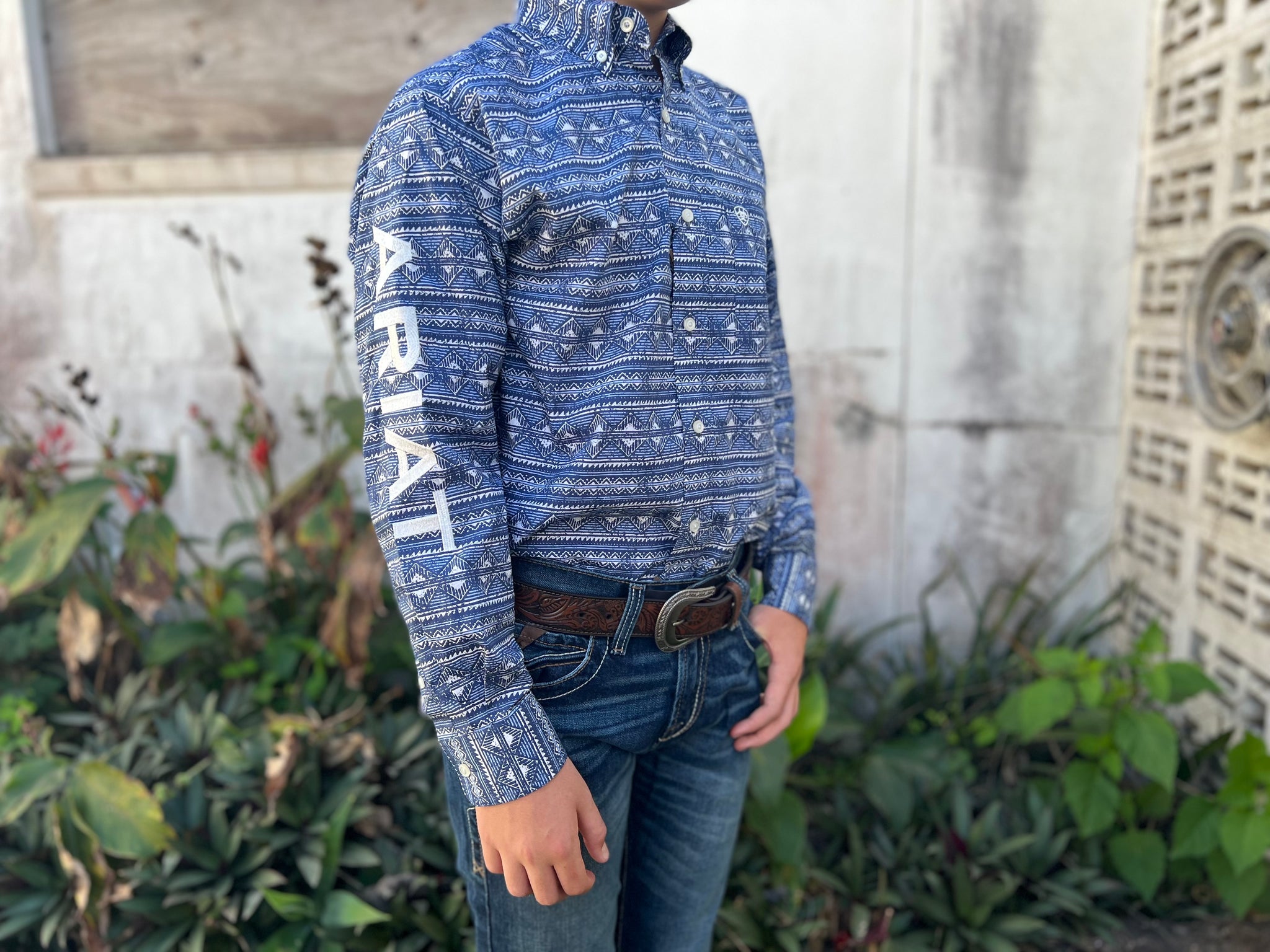 10039695 Ariat Mens Team Justin Classic L/S Shirt Marine Blue