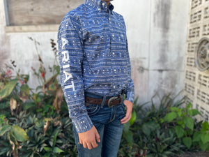 10039695 Ariat Mens Team Justin Classic L/S Shirt Marine Blue