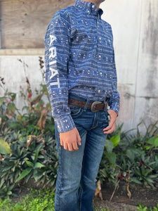 10039695 Ariat Mens Team Justin Classic L/S Shirt Marine Blue