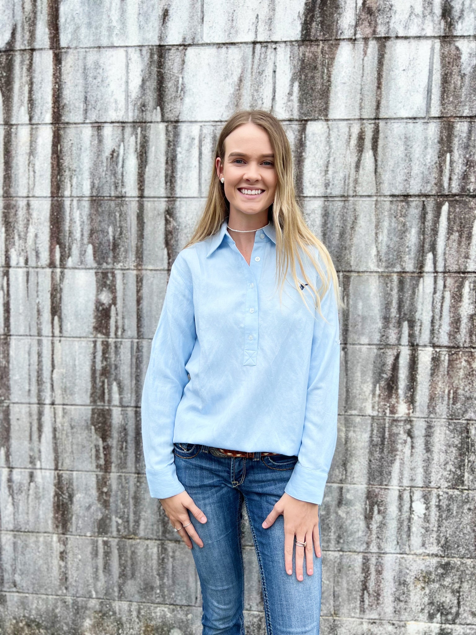 Bullrush Linen Tab Shirt Blue