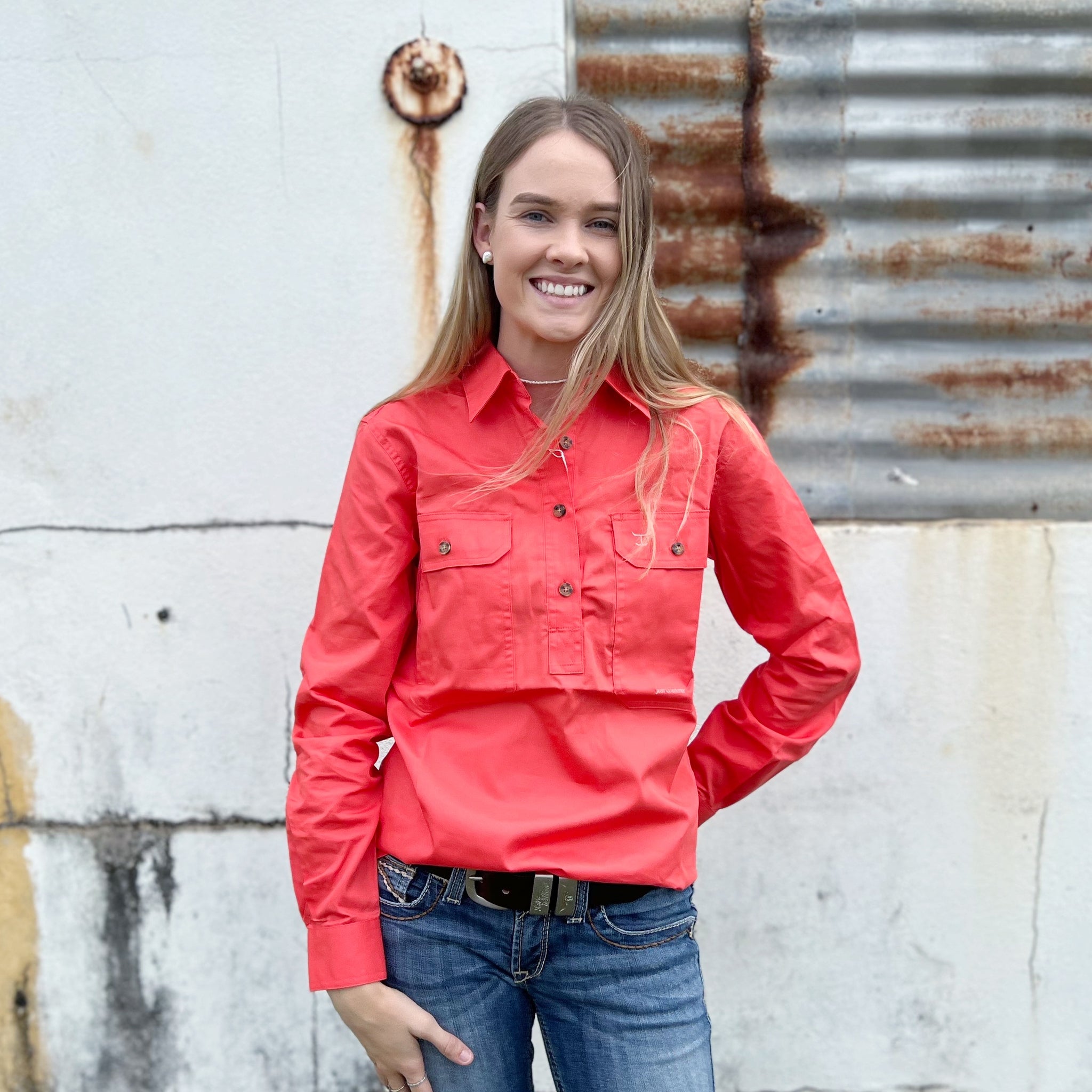 50505HCL Ladies Jahna Women’s Work Shirt Hot Coral