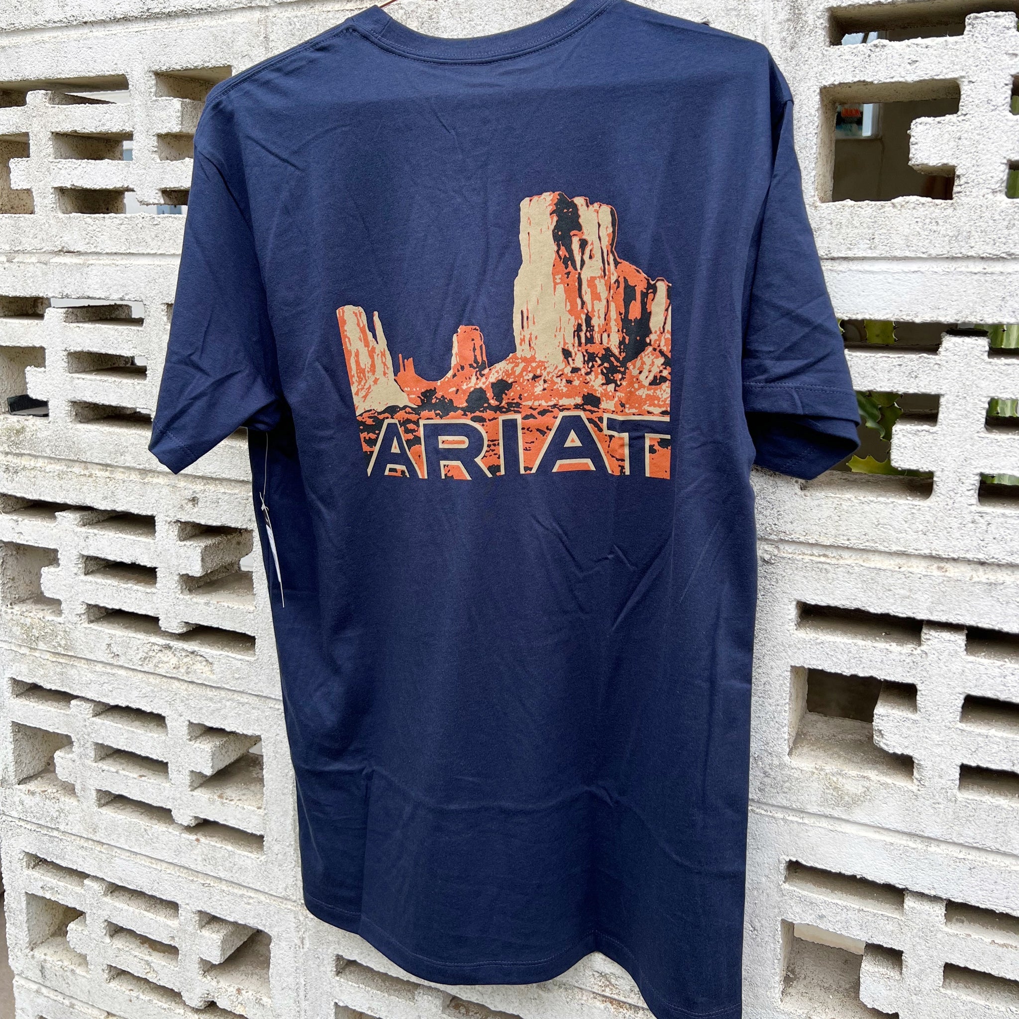 10040877 Ariat Mens Monument Sunset SS Tee Teal Midnight Navy