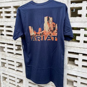 10040877 Ariat Mens Monument Sunset SS Tee Teal Midnight Navy