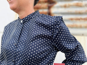Thomas Cook Ladies Zara Collarless Long Sleeve Shirt Navy