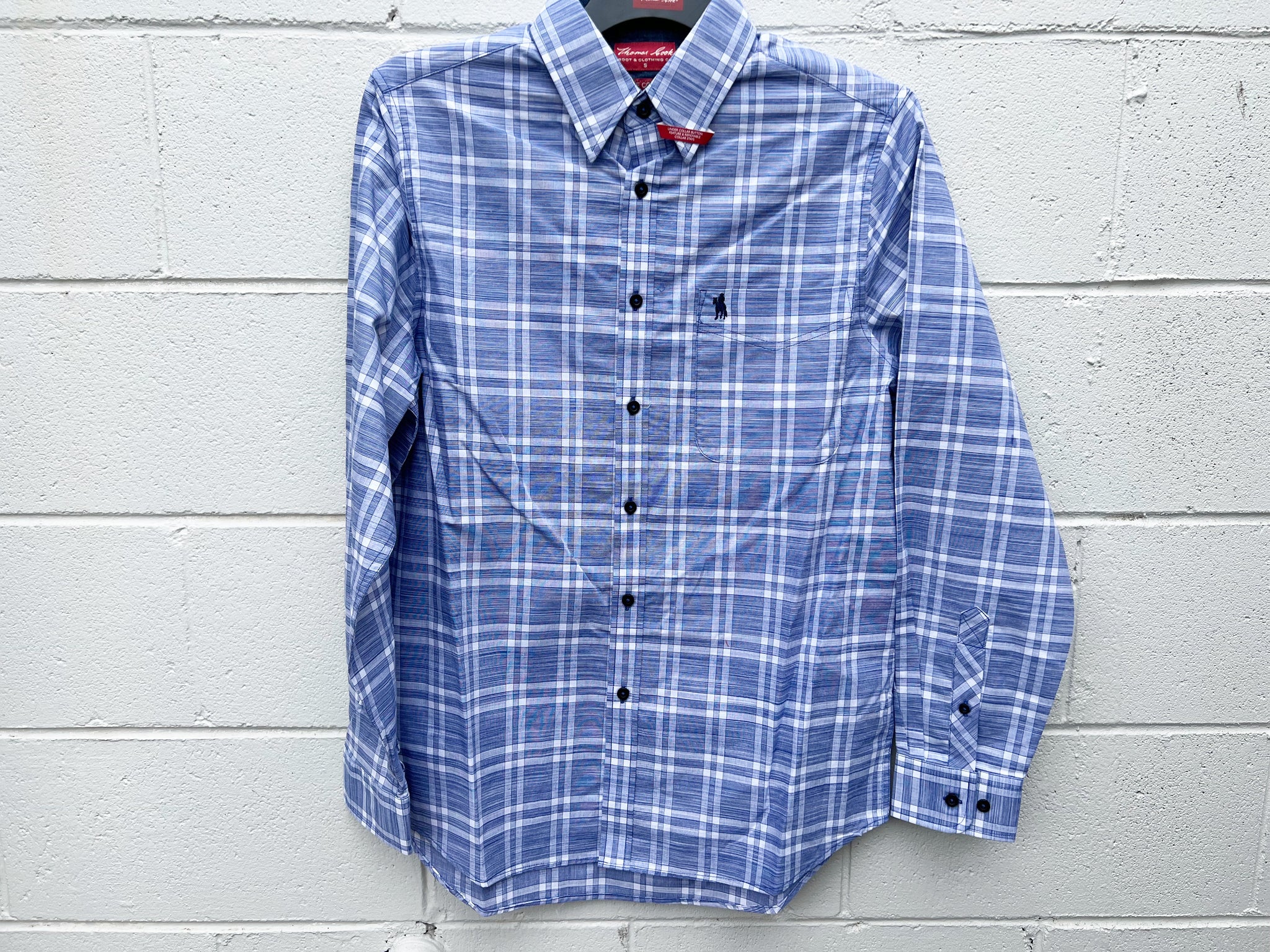 T2S1118030 Thomas Cook Mens Cambridge Check 1-pkt L/S Shirt Light Blue