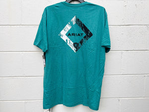 10040876 Ariat Mens Diamond Wood SS Tee Teal Green Heather