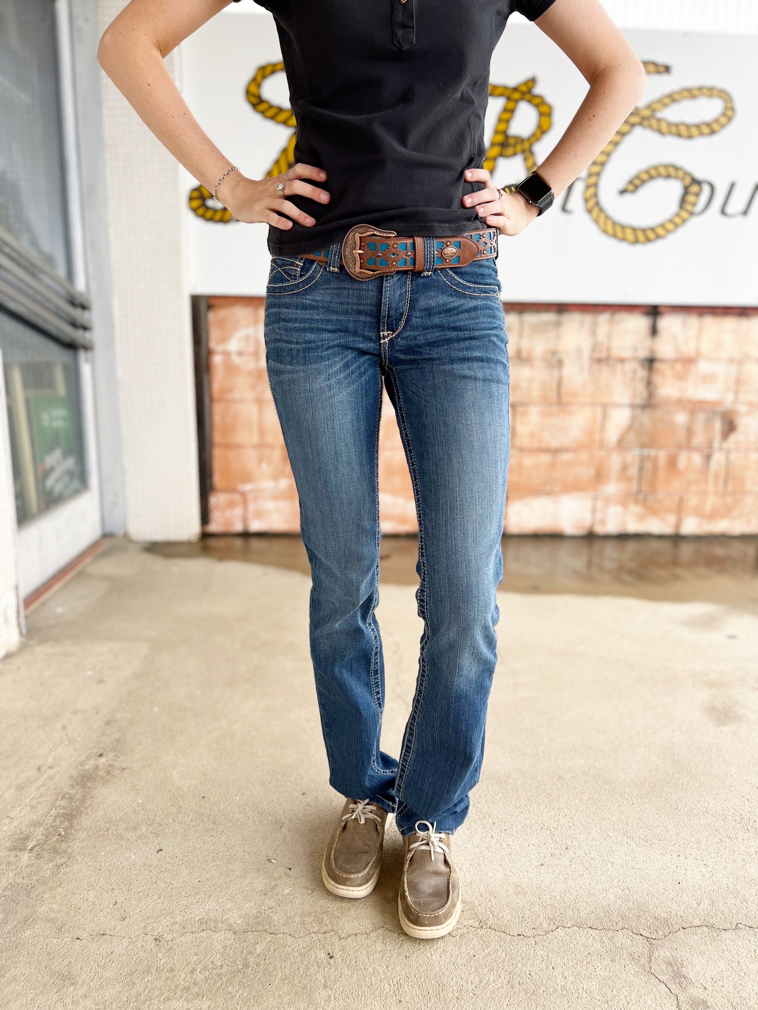 10037952 Ariat Ladies REAL Perfect Rise Straight Leg Jean Catalina Austin