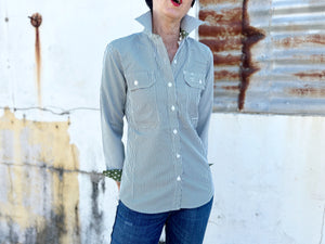 WWLS2250 Just Country Ladies Abbey Full Button Print Workshirt Olive Mini Check