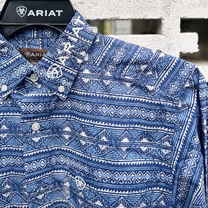 10039695 Ariat Mens Team Justin Classic L/S Shirt Marine Blue