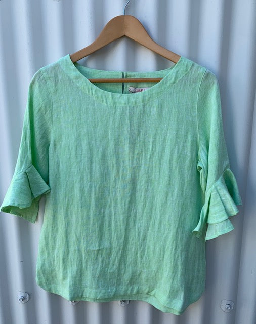 S2146419 Corfu Dyed Linen Shirt Green Apple