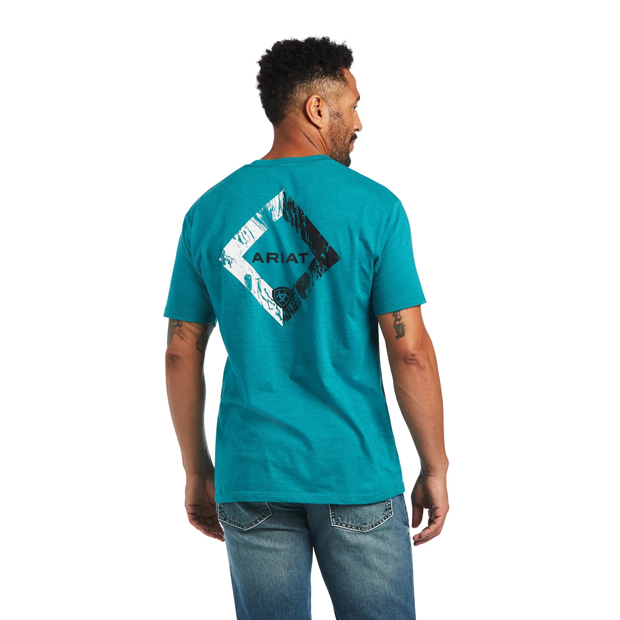 10040876 Ariat Mens Diamond Wood SS Tee Teal Green Heather