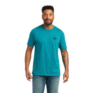 10040876 Ariat Mens Diamond Wood SS Tee Teal Green Heather