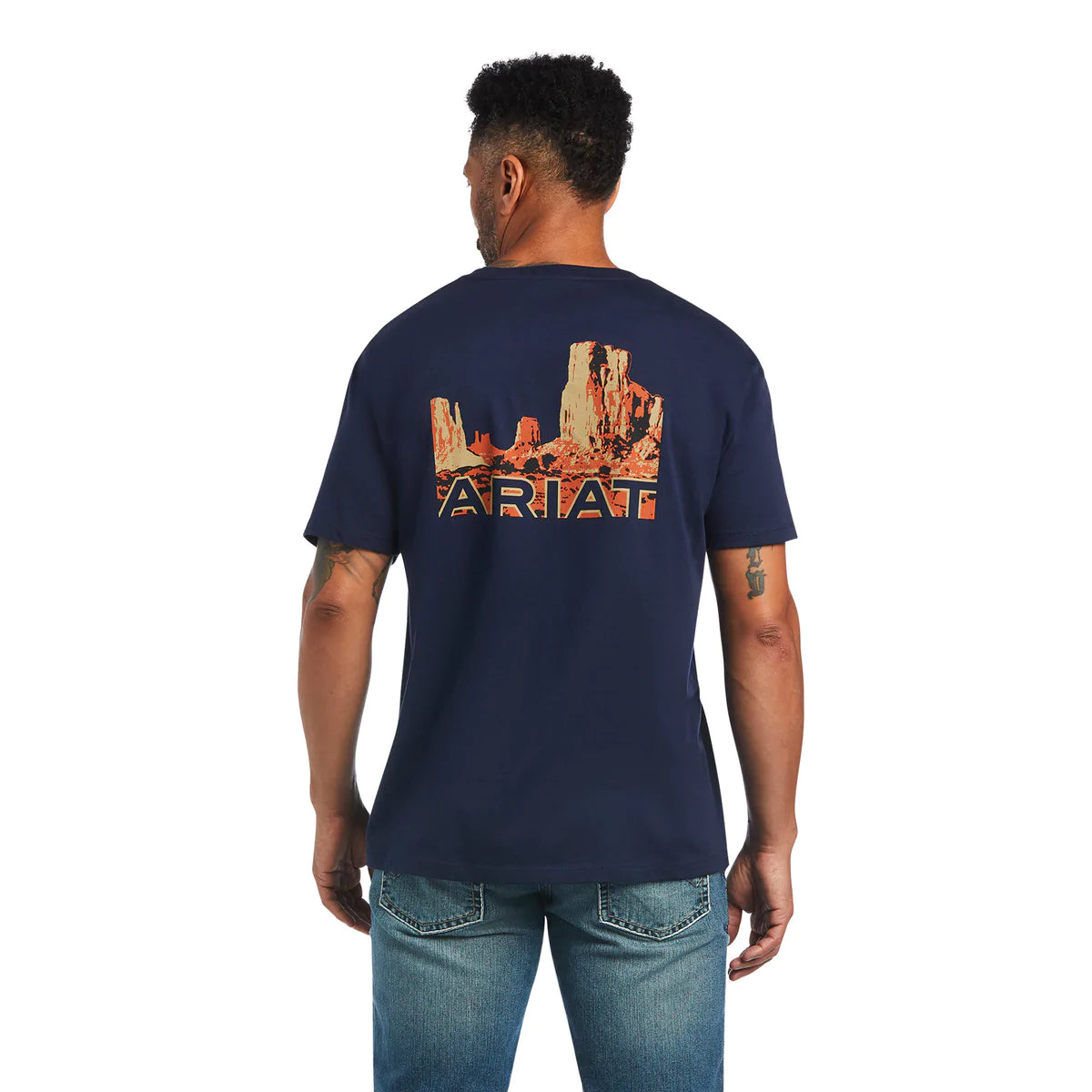 10040877 Ariat Mens Monument Sunset SS Tee Teal Midnight Navy