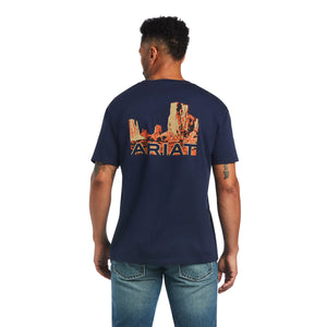 10040877 Ariat Mens Monument Sunset SS Tee Teal Midnight Navy