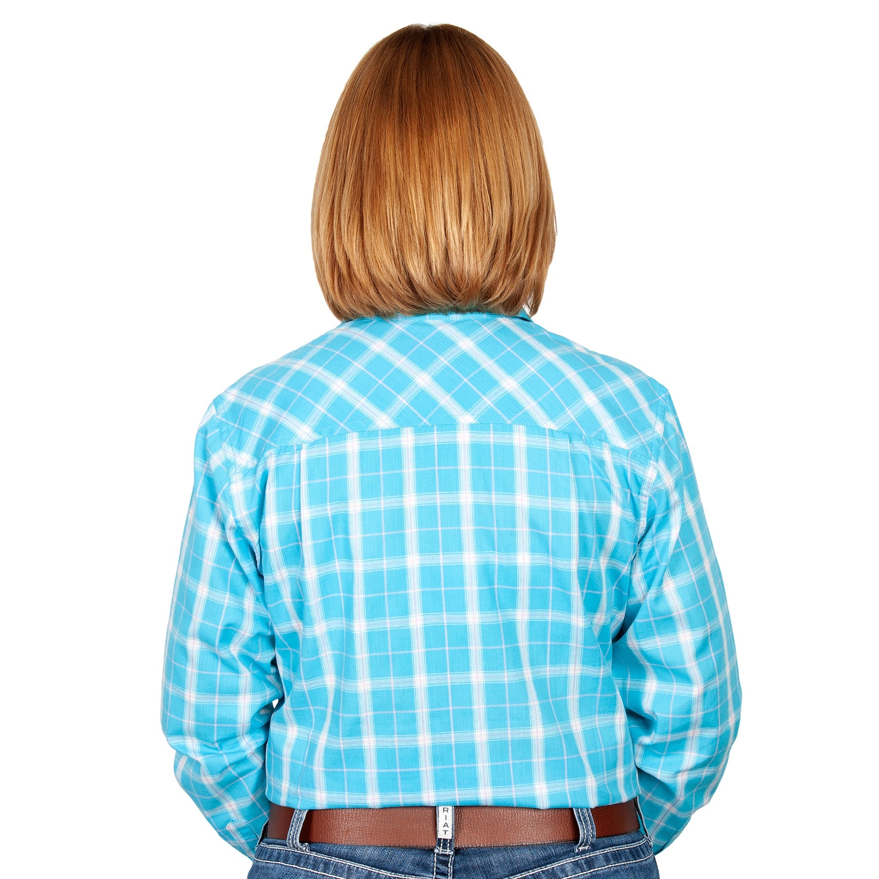 Just Country Abbey Full Button Workshirt Aqua Plaid