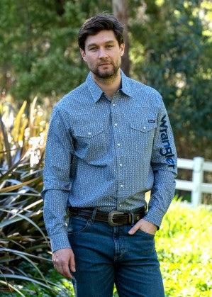 X2W1111732 Wrangler Men's Baretta Print Western L/S Shirt