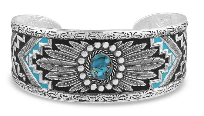 Montana Silversmiths Flourished Turquoise Cuff Bracelet BC4813
