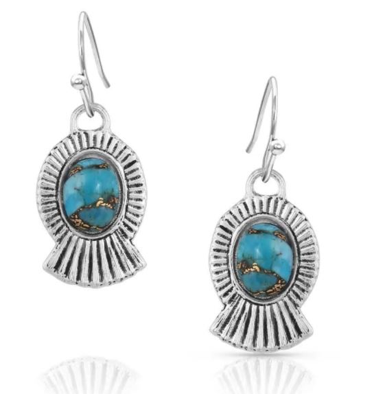 ER4982 Montana Silversmith Romancing the Stone Turquoise Squash Blossom Earrings