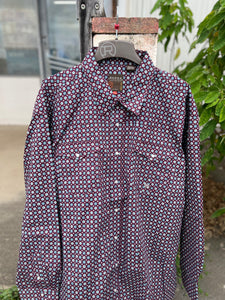 3-01-225-0176 Roper Mens Amarillo Collection LS Shirt Print Wine
