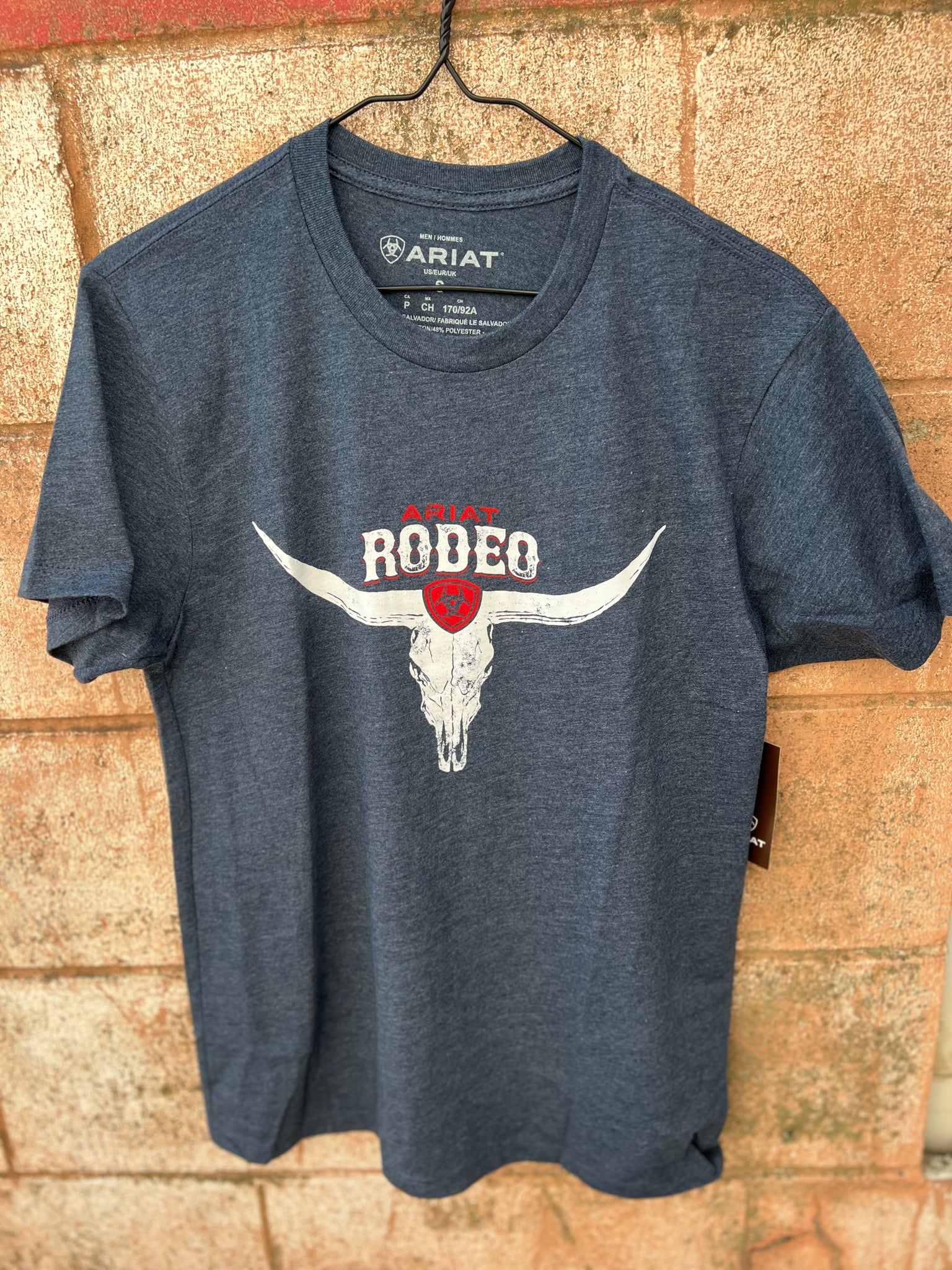 10045281 Ariat Mens Rodeo Skull S/S Tee Navy Heather