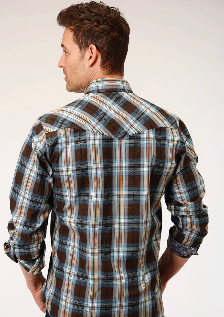 03-001-0062-0751 Roper Mens West Made Collection L/S Shirt Plaid Brown