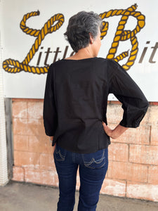 03-050-0565-6102 Roper Ladies Five Star Collection LS Blouse Solid Black