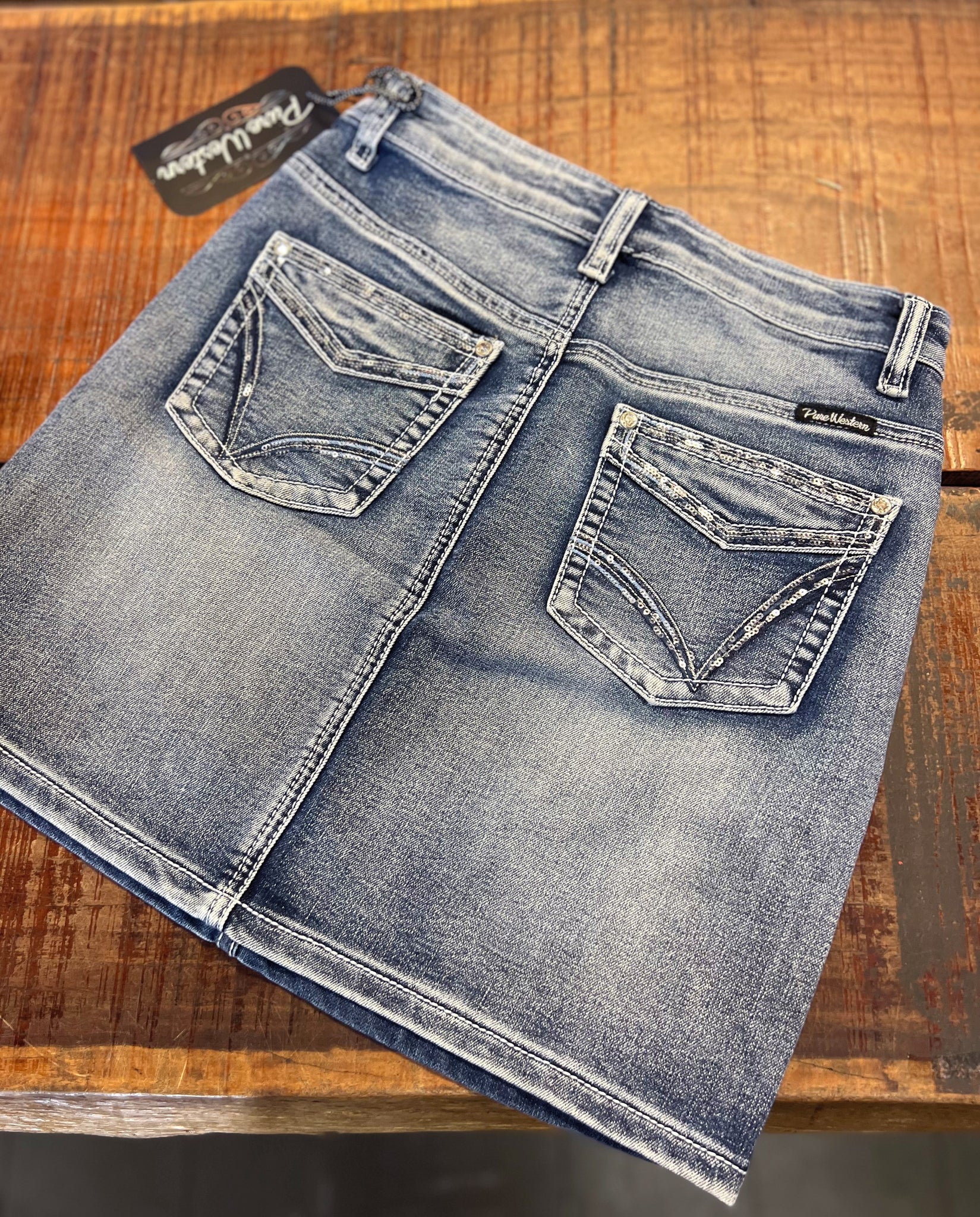 Pure Western Ladies Vicki Denim Skirt Moonshine