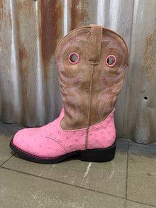 09-119-1224-2215 Roper Big Kids Daniela Pink Ostrich Boots