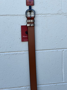 TCP1942BEL Thomas Cook Gunmetal Twin Keeper Belt Tan