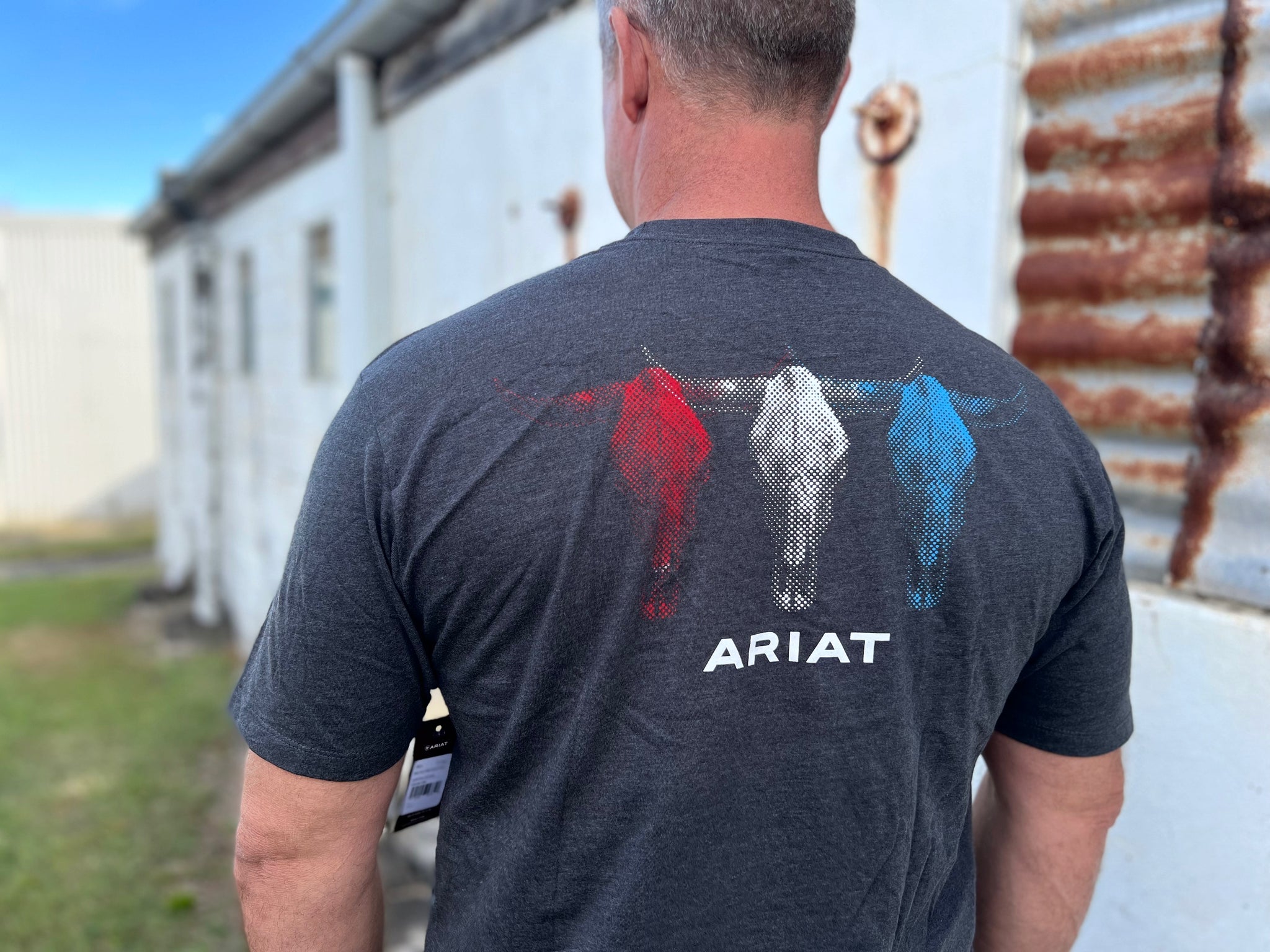 10038196 Ariat Mens Halftone USA Tee Charcoal Heather