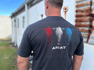 10038196 Ariat Mens Halftone USA Tee Charcoal Heather