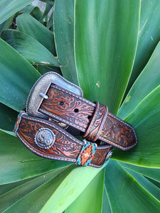 8628500 Roper Men's 1.1/2" Embossed Leather Belt