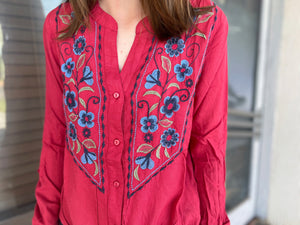 03-050-0565-3015 Roper Ladies Studio West Collection LS Blouse Red