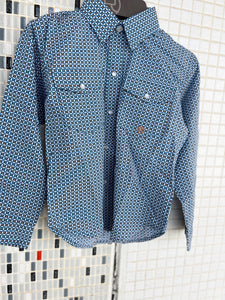3-30-225-4013 Roper Boys Amarillo Collection LS Shirt Print Blue